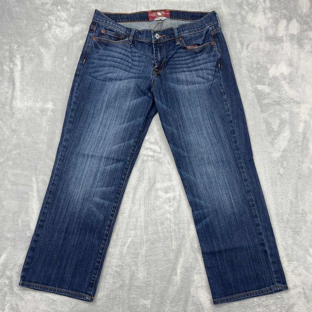 Lucky Brand Straight Jeans Womens 12/31 (31x25) Blue Denim‎ Whiskered 5-Pocket